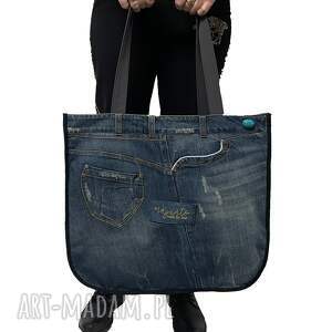 ręcznie wykonane na ramię duża torba upcykling jeans desigual 134