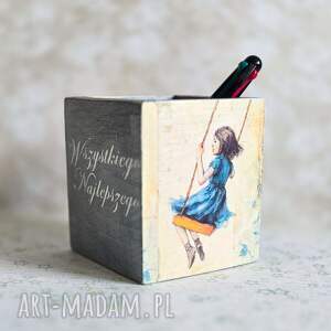 przybornik / organizer na długopisy - francuska wieś drewniany, osłonka francja