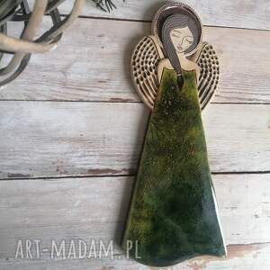 handmade ceramika anioł ceramiczny - pula zelena livada