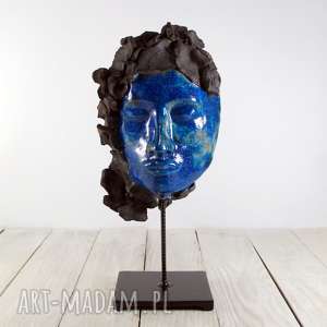 maska twarz blue mask, dekoracja aranżacja ceramika artystyczna technika raku