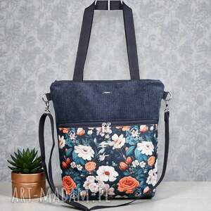 na ramię listonoszka shopperka sztruksowa kwiaty torebki