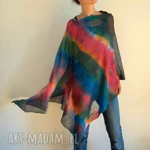 handmade poncho ponczo lniane kolorowe