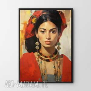 portret kobiety - kolorowy plakat format 30x40 cm