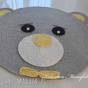 handmade pokoik dziecka dywan miś szaro - żółty 100cm