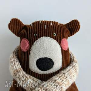 Prezent Miś z szalikiem z włóczki, bear, pluszak, wyjątkowy