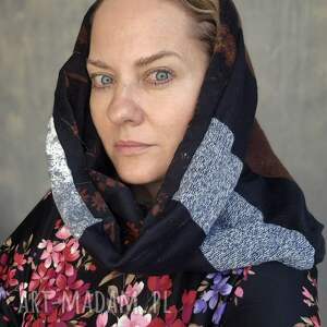 komin miękki patchworkowy kolory ziemi unisex cieply