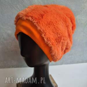 Szalona futrzana czapka pomarańczowy włos, bardzo miła na podszewce