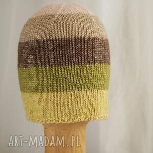 Kolorowa czapka jesienna handmade w pasy