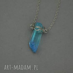 agata rozanska naszyjnik talizman niebieski kryształ górski wire wrappink