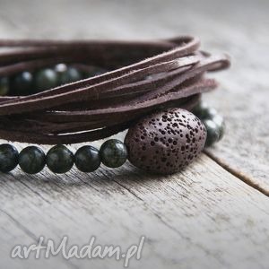 handmade męska komplet męskich bransoletek: brown & green