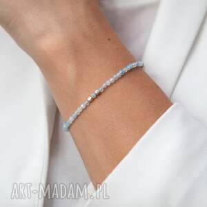 elegancka bransoletka z kamieni akwamaryny i srebro - Biżuteria