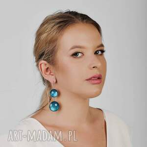 długie kolczyki w perłowym odcieniu turkusu lamia e7/14, złożone z kół