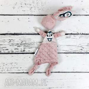 handmade maskotki luluś królik - dla niemowląt pingwinki róż