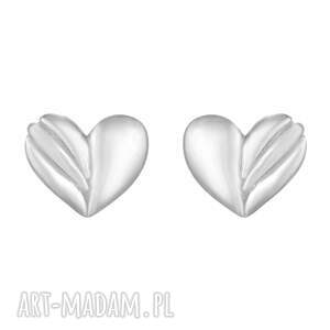 srebrne kolczyki zdobione serduszka sztyfty, sreca