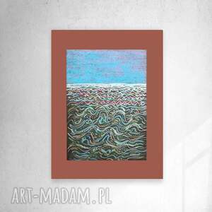 minimalistyczny obrazek 30x40, morze rysunek, nowoczesna grafika z pejzażem morskim