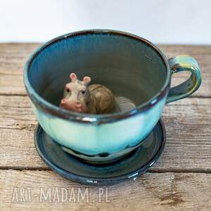 Prezent Ceramiczna filiżanka z figurką hipopotama - Burza morska ok 360