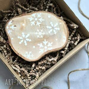 od serca rekodzielo podkładka pod kubek śnieżynki rustykalna dekoracja farby