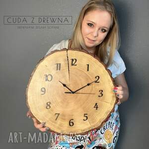 drewniany zegar z plastra dębowego - 40 cm