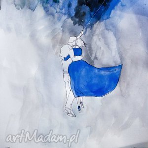 akwarela "niebieska sukienka" artystki plastyka adriany laube
