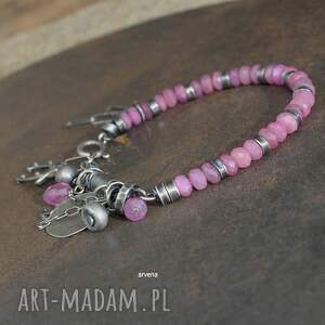 rubiny - bransoletka 019, biżuteria autorska, srebro oksydowane dla niej