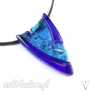 handmade wisiorki tulip blue - wisior szklany - biżuteria autorska wykonana w technice