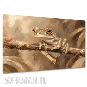 Nowoczesny obraz żaby na płótnie 120x80 cm - beż i kaszmir