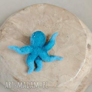 Prezent Turkusowa - broszka filcowana, ośmiornica