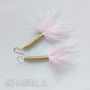 piórko kolczyki mosiądz, zmatowione