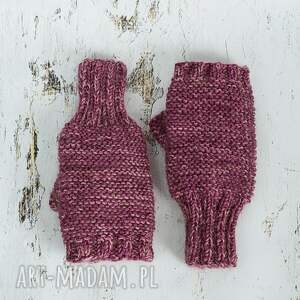 melanżowe mitenki rękawiczki, z jedwabiem dziergane, wełniane