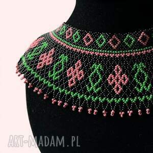 naszyjnik biżuteria kolia, koralikowy kołnierzyk, etno ozdoba, folk