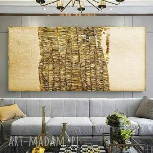 goldenfall - wielkoformatowy obraz na płótnie abstrakcyjny art złota dekoracja