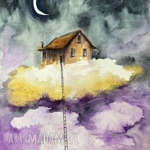 ze snu akwarela artystki Adriany Laube, domek