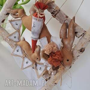 Prezent wisząca dwa zajączki vintage, dekoracja, do domu