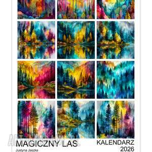 kalendarz 2026 magiczny las 15x21 cm, prezent, prezent świąteczny