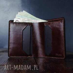 handmade męski portfel składany z naturalnej skóry model długi uniseks na karty ręcznie