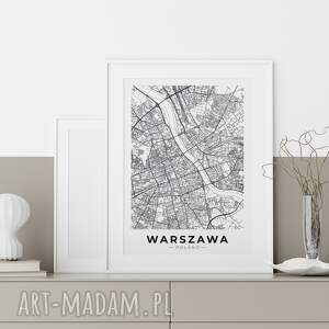 warszawa mapa - plakat 30x40 cm kawiarni, salonu