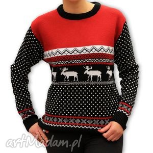 handmade upominek święta sweter świąteczny unisex - maszerujące renifery (xs, S, M, L