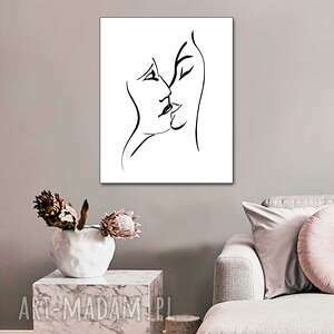 grafika czarno biała pocałunek 8, 70 x 90, nowoczesna na płótnie
