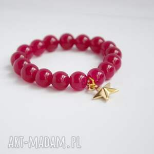 ręcznie zrobione bracelet by sis: gwiazda w fuksjowych kamieniach