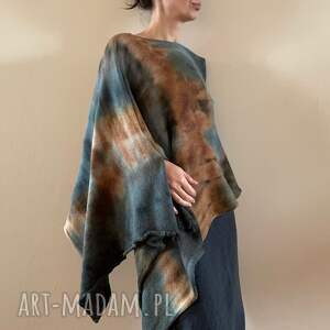 handmade poncho ponczo z baby alpaki w kolorach ziemi