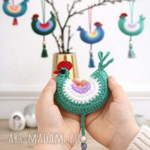 jedna kurka / wisząca szydełkowy kogut wielkanocne ozdoby prezent