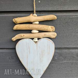drewniane serce, naturalne drewno, serce na sznurku