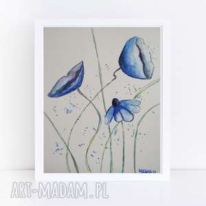 niebieskie kwiatki - akwarela formatu 18/24 cm