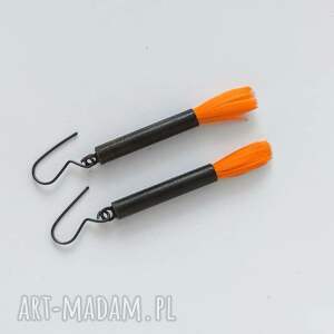 piórko kolczyki oksydowane, mosiądz