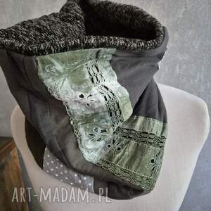 komin miękki patchworkowy kolorowy uniwersalny damski, cieply