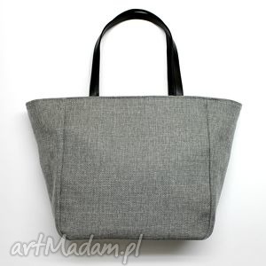 handmade na ramię shopper bag worek - tkanina szara