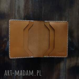 handmade portfel uniseks skórzany na karty model szeroki ręcznie uszyty