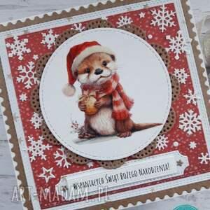 upominek z uroczą wyderką, ładna kartka świąteczna