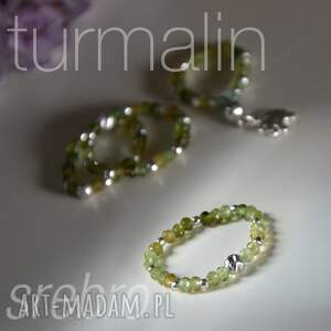 pierścionek z zielonych turmalinów w srebrze 3