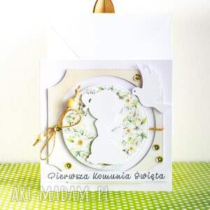 ręcznie zrobione scrapbooking kartki kartka - pierwsza komunia święta (dziewczynka